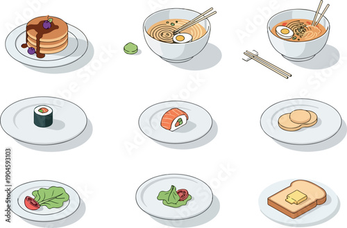 A vibrant collection of delicious food illustrations, showcasing diverse culinary delights for every palate