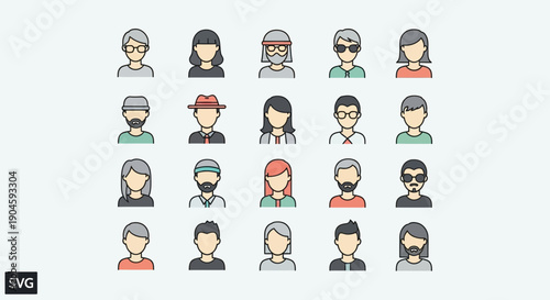 Diverse User Profile Icons Set - Flat Design