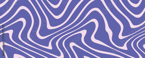 Blue Wavy Lines Abstract Background in Trendy Retro Psychedelic Style. Twisted, Swirled, and Distorted Vector Texture Pattern