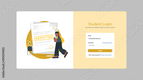 Student Login Page UI Illustration Set for Education Apps and Portals