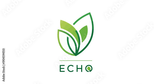 Green Leaf Logo with Echo Text - Eco-friendly Concept