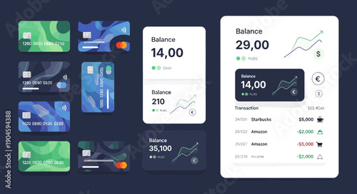Digital Wallet and Credit Cards: Finance App Interface