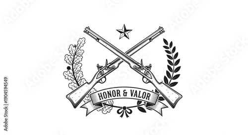 Crossed Rifles with Laurel Wreath Emblem.