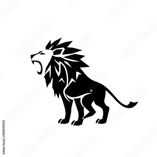 Abstract Lion Roar Silhouette with Geometric Mane