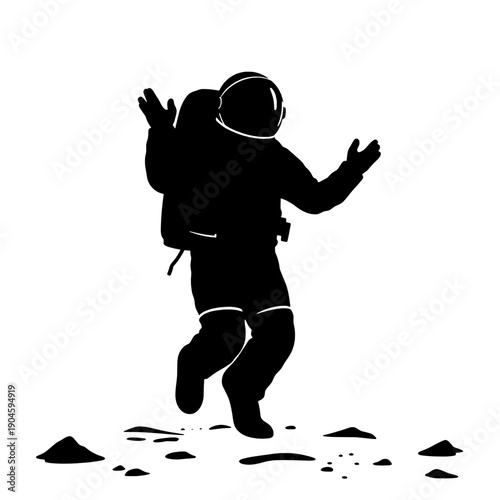 Astronaut Moonwalking Joyfully Silhouette