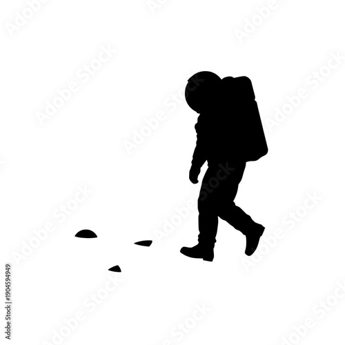 Astronaut Moonwalking Silhouette