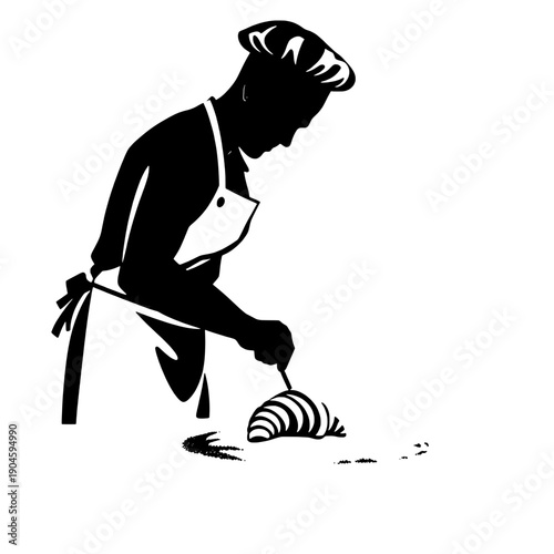 Baker Shaping Croissant Silhouette