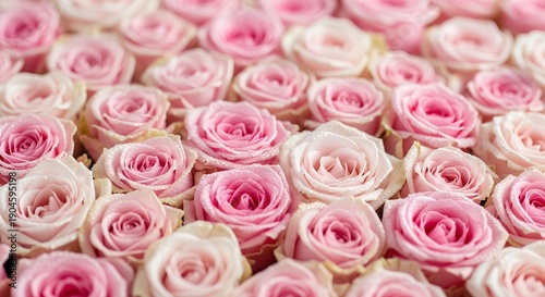 Pink Roses Arrangement on Soft Pink Background
