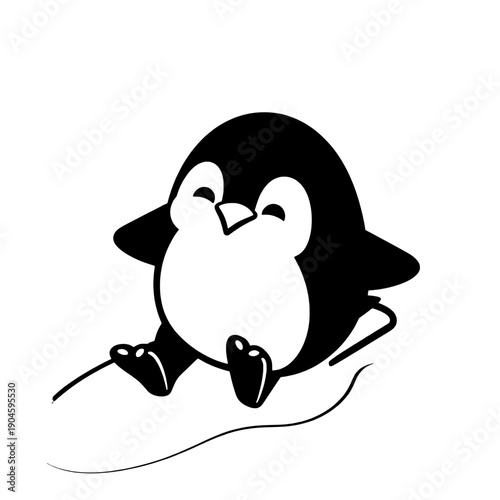 Cartoon Penguin Sliding Silhouette