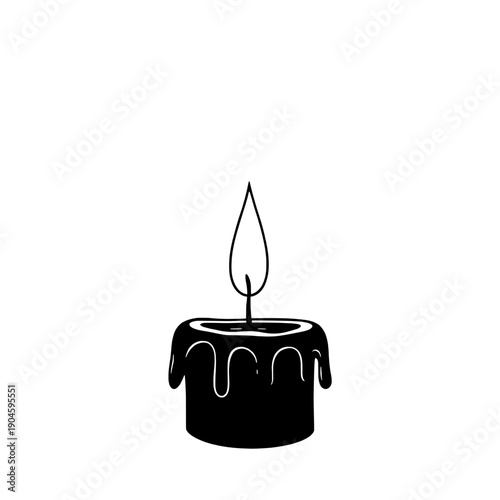 Cartoon Style Candle Silhouette with Exaggerated Wax