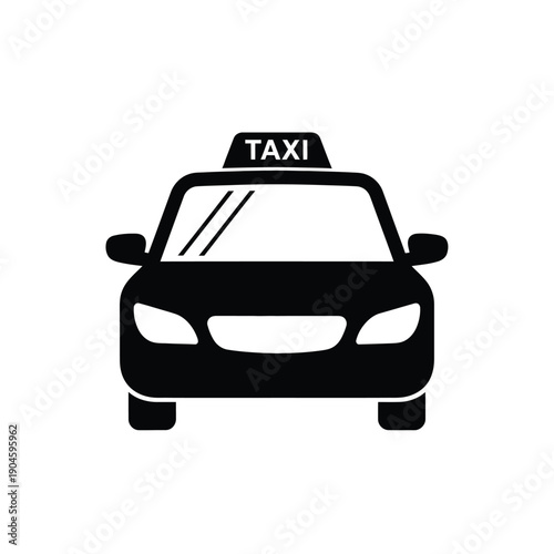A black silhouette of a taxi cab with a sign on top