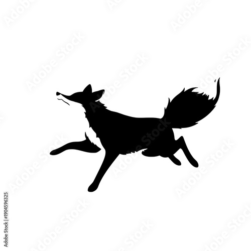 Dynamic Fox Silhouette in Snow