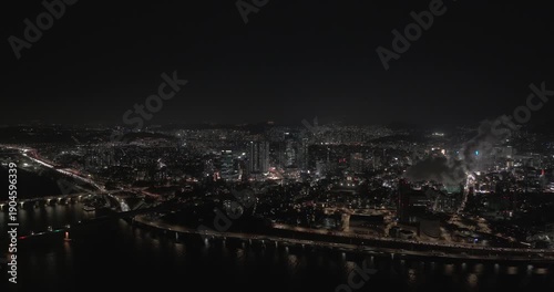 Wallpaper Mural The Endless Stream of Lights: Night Aerial over Hangang River, Yeouido, and Seoul Cityscape Torontodigital.ca