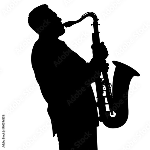 Dynamic Saxophone Player Silhouette