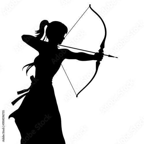 Female Archer Silhouette with Longbow