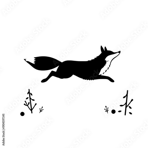 Fox Silhouette Jumping in Winter