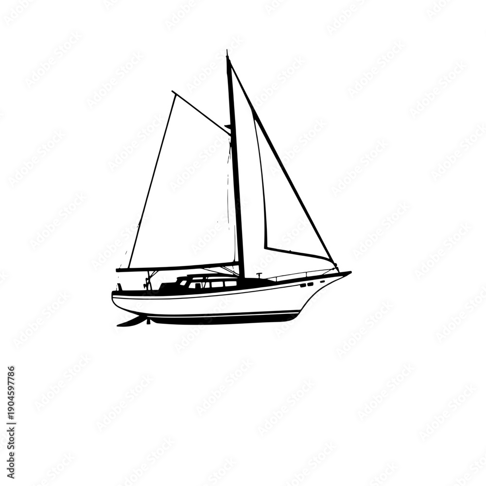 Obraz premium Heeling Sailboat Vector Illustration