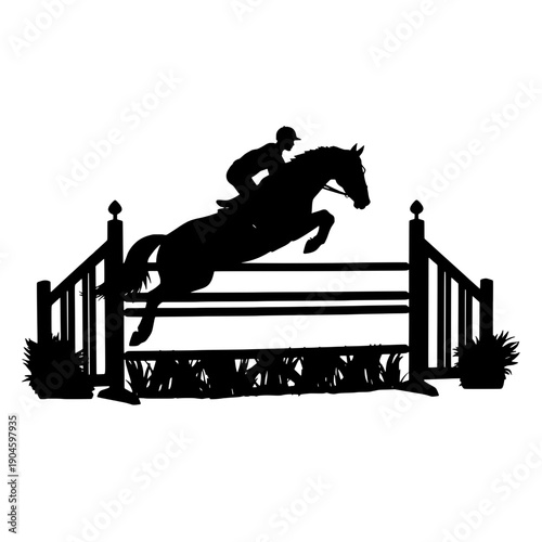 Horseback Rider Silhouette Jumping High