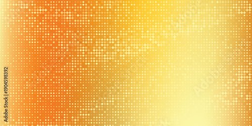 Gold disco party pattern. Yellow square sequin mosaic texture background. Abstract golden shining glitter halftone wallpaper. Pop up comic sparkling glitter backdrop. Retro vector design template