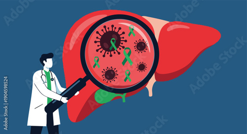 Liver Disease Examination. Medical Illustration. Health Awareness Concept. Viral Infection. Healthcare Research.