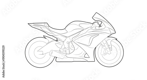 Detailed Sketch of a Modern Sport Motorcycle.