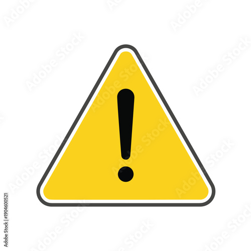 A triangular warning symbol featuring a yellow background and a black exclamation point