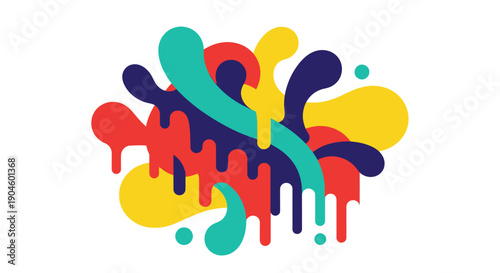 Colorful Paint Splashes and Droplets.