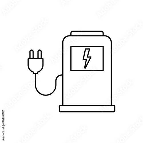 Charging station icon, isolated on white background.