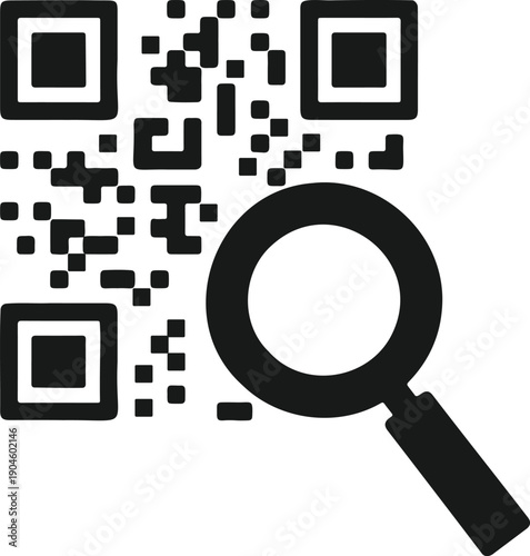 Magnifying Glass Searching QR Code Icon