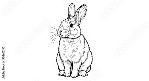 Detailed Sketch of a Sitting Rabbit.