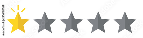One Star Rating Illustration with Single Highlighted Yellow Star Customer Review Feedback Satisfaction Score Quality Evaluation Concept Flat Minimal Design