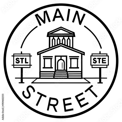 Main Street line art vector