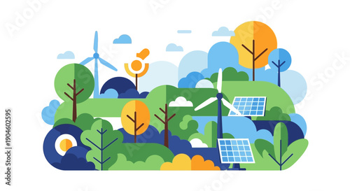 Renewable Energy Sources Wind Turbines Solar Panels.