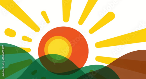 Vibrant Orange Sun with Yellow Rays.