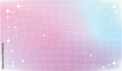 y2k wallpaper Iridescent gradient Mesh gradient background, Groovy retro checkered wavy background 90s 2000s with stars.