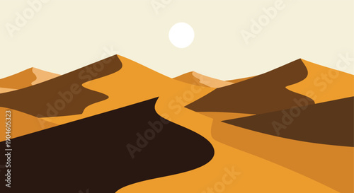 Desert landscape. Vector illustration. Flat design. Minimalist graphic. Nature background.