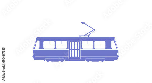 Vintage tram silhouette, public transport icon, urban transportation concept