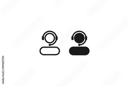 solid and outline icon of help center customer service