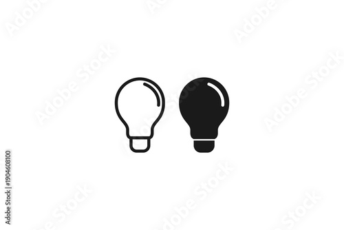 solid and outline icon of lightbulb off