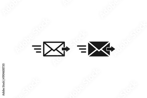 solid and outline icon of mail message send