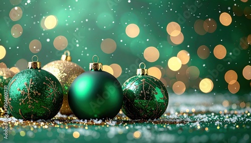 Christmas ornaments emerald green gold
