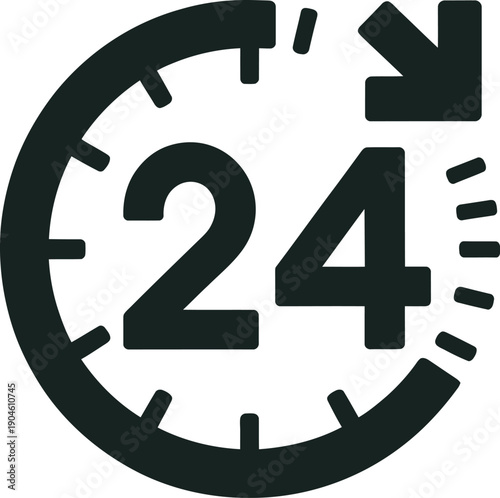 24h Availability Icon – Nonstop Business Service Symbol