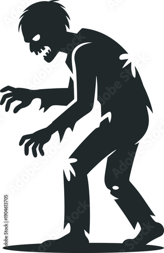 Zombie Silhouette Icon – Scary Horror Undead Walking Dead Character Symbol