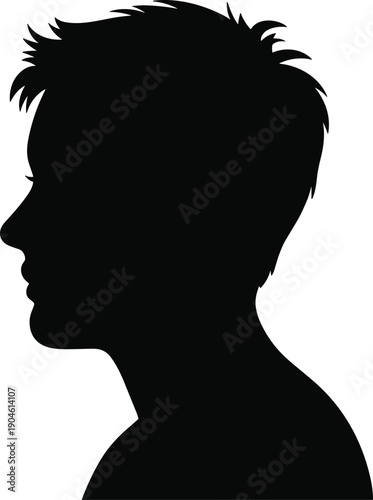 Black silhouette of a boy's head and shoulders