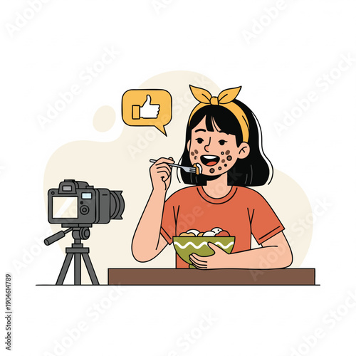 Food Blogger Recording a Delicious Meal