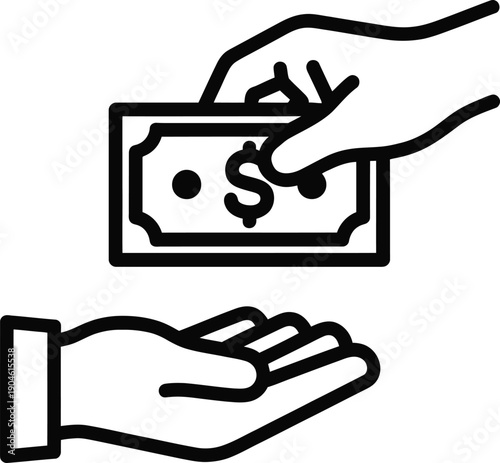 Cash Payment Icon – Money Transfer and Financial Transaction Symbol