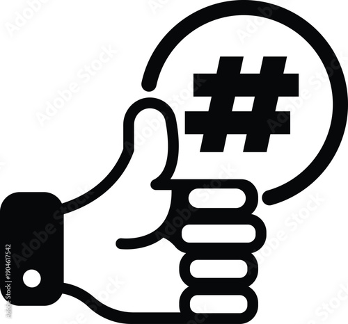 Hashtag symbol with number eight creative design for social media marketing and digital trends concept