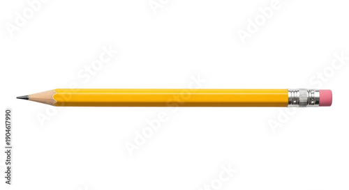 Tableau sur toile Yellow number two pencil PNG isolated on transparent background, classic school
