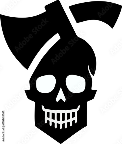 Skull Axe Tattoo Emblem.eps