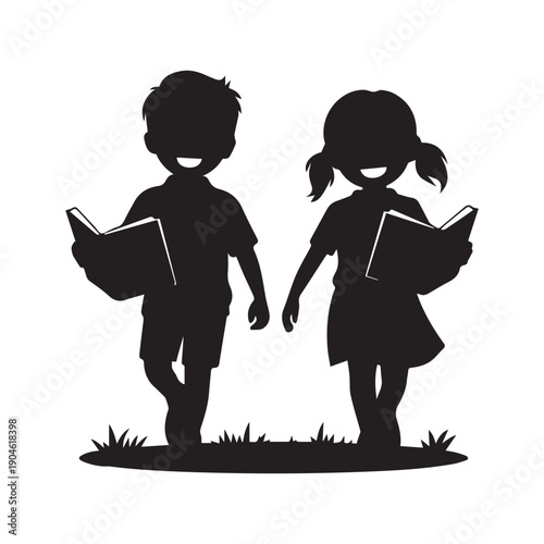 A boy and a girl holding hands and smiling, isolated on white background, vector illustration for friendship or relationship themes